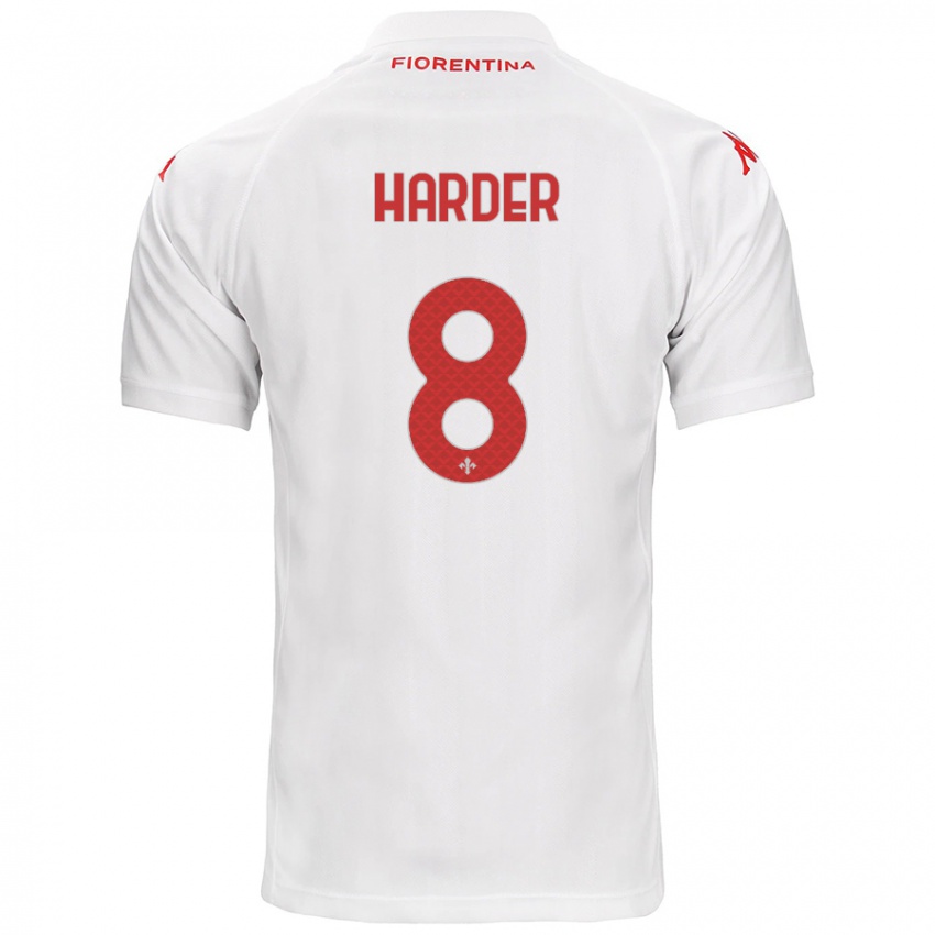 Kinder Jonas Harder #8 Weiß Auswärtstrikot Trikot 2024/25 T-Shirt Schweiz