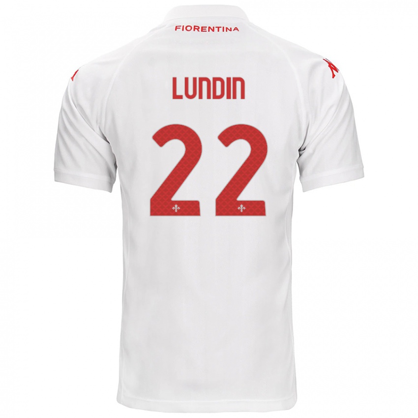 Kinder Karin Lundin #22 Weiß Auswärtstrikot Trikot 2024/25 T-Shirt Schweiz