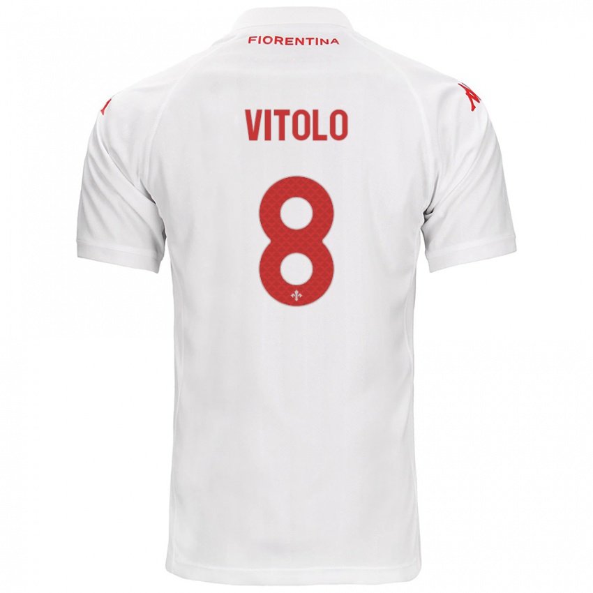 Kinder Federico Vitolo #8 Weiß Auswärtstrikot Trikot 2024/25 T-Shirt Schweiz