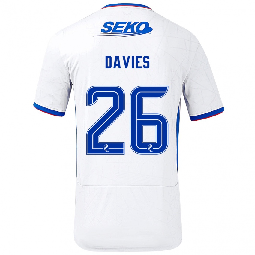 Kinder Ben Davies #26 Weiß Blau Auswärtstrikot Trikot 2024/25 T-Shirt Schweiz