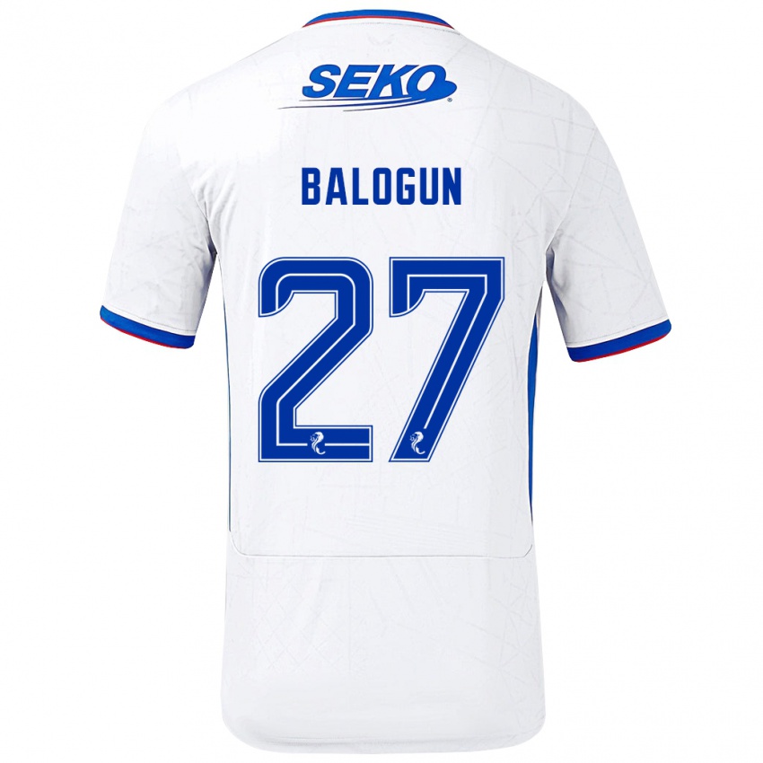 Kinder Leon Balogun #27 Weiß Blau Auswärtstrikot Trikot 2024/25 T-Shirt Schweiz