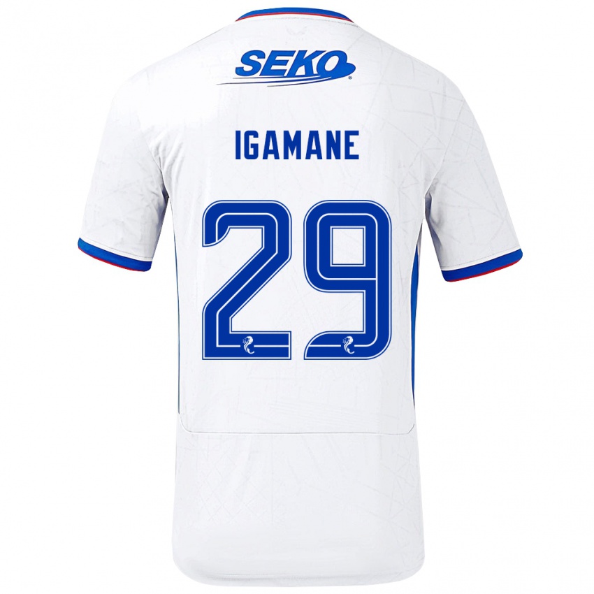 Kinder Hamza Igamane #29 Weiß Blau Auswärtstrikot Trikot 2024/25 T-Shirt Schweiz