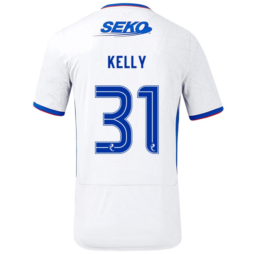 Kinder Liam Kelly #31 Weiß Blau Auswärtstrikot Trikot 2024/25 T-Shirt Schweiz