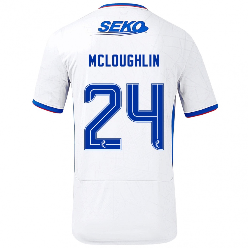 Kinder Olivia Mcloughlin #24 Weiß Blau Auswärtstrikot Trikot 2024/25 T-Shirt Schweiz