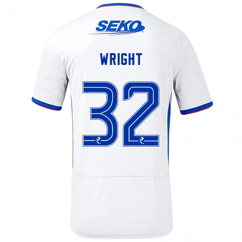 Kinder Kieran Wright #32 Weiß Blau Auswärtstrikot Trikot 2024/25 T-Shirt Schweiz