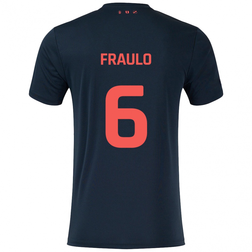 Kinder Oscar Fraulo #6 Schwarz Rot Auswärtstrikot Trikot 2024/25 T-Shirt Schweiz