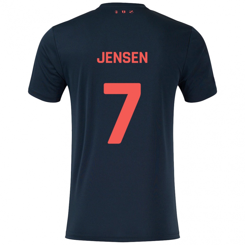 Kinder Victor Jensen #7 Schwarz Rot Auswärtstrikot Trikot 2024/25 T-Shirt Schweiz