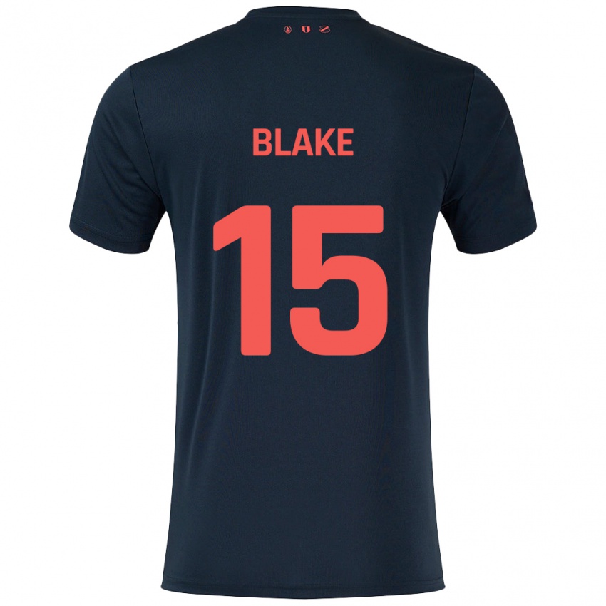 Kinder Adrian Blake #15 Schwarz Rot Auswärtstrikot Trikot 2024/25 T-Shirt Schweiz