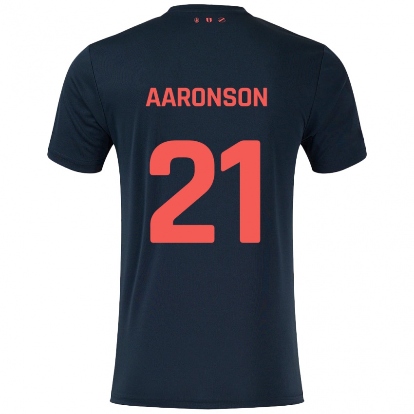 Kinder Paxten Aaronson #21 Schwarz Rot Auswärtstrikot Trikot 2024/25 T-Shirt Schweiz