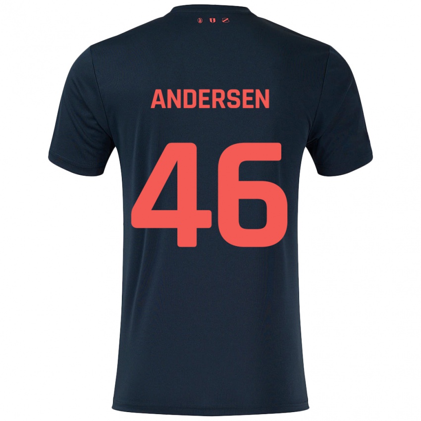 Kinder Silas Andersen #46 Schwarz Rot Auswärtstrikot Trikot 2024/25 T-Shirt Schweiz