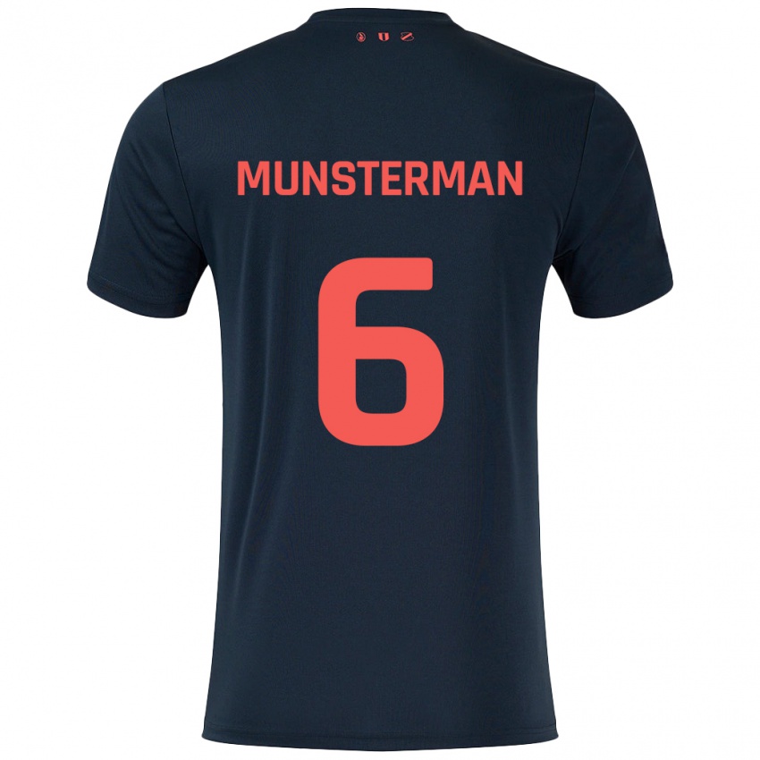 Kinder Marthe Munsterman #6 Schwarz Rot Auswärtstrikot Trikot 2024/25 T-Shirt Schweiz