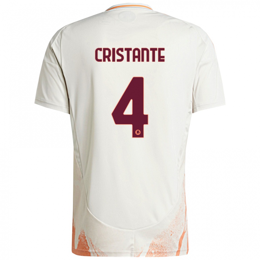 Kinder Bryan Cristante #4 Cremeweiß Orange Auswärtstrikot Trikot 2024/25 T-Shirt Schweiz