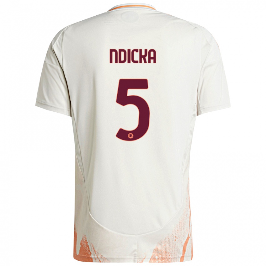 Kinder Evan Ndicka #5 Cremeweiß Orange Auswärtstrikot Trikot 2024/25 T-Shirt Schweiz