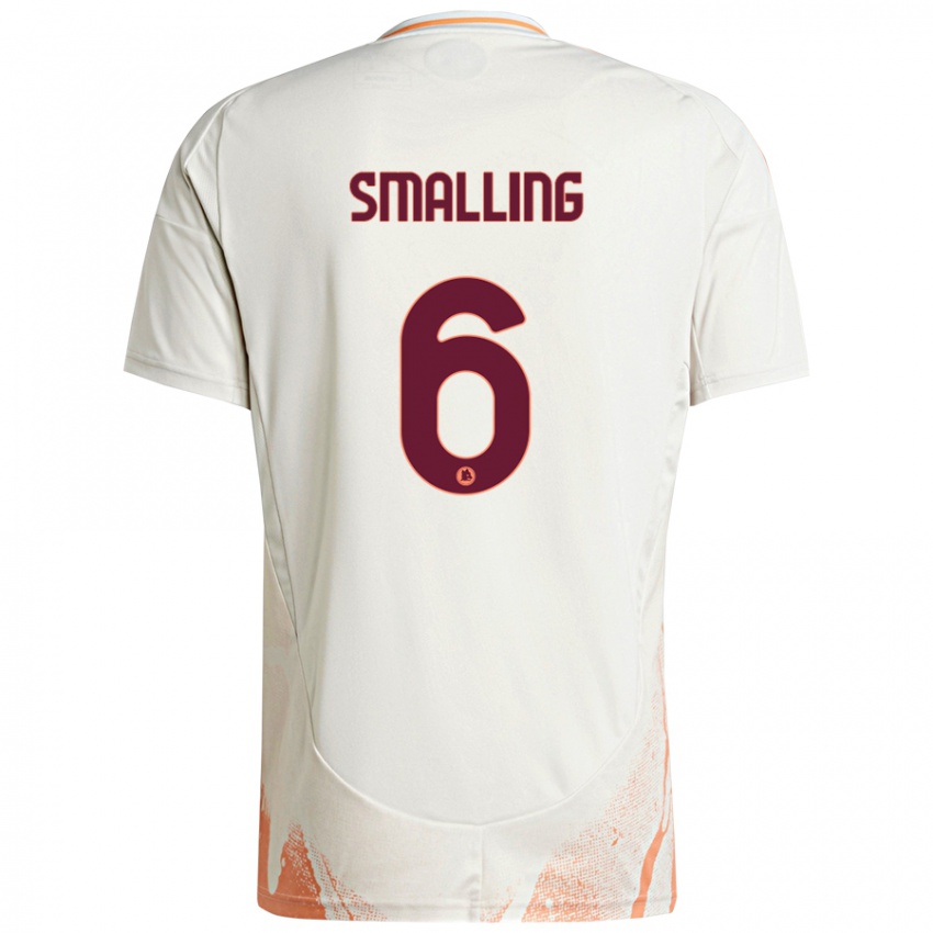 Kinder Chris Smalling #6 Cremeweiß Orange Auswärtstrikot Trikot 2024/25 T-Shirt Schweiz