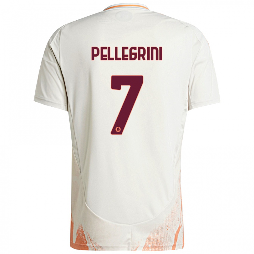 Kinder Lorenzo Pellegrini #7 Cremeweiß Orange Auswärtstrikot Trikot 2024/25 T-Shirt Schweiz