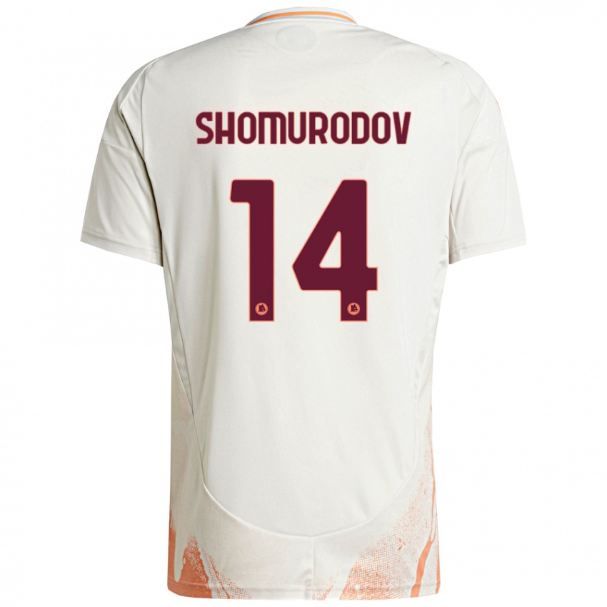 Kinder Eldor Shomurodov #14 Cremeweiß Orange Auswärtstrikot Trikot 2024/25 T-Shirt Schweiz