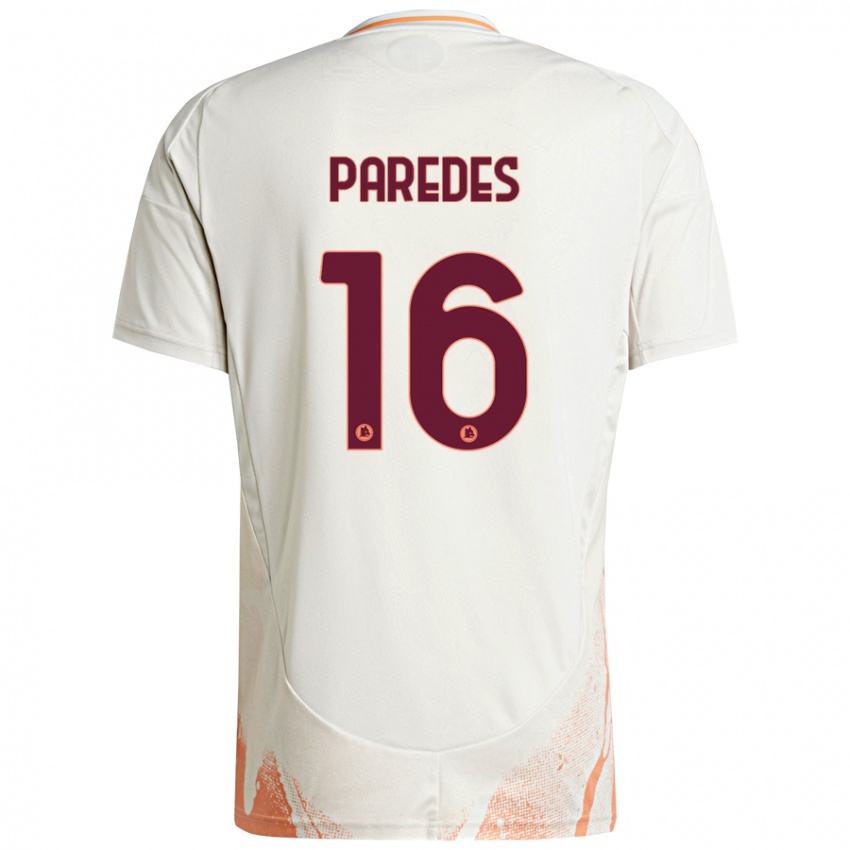 Kinder Leandro Paredes #16 Cremeweiß Orange Auswärtstrikot Trikot 2024/25 T-Shirt Schweiz