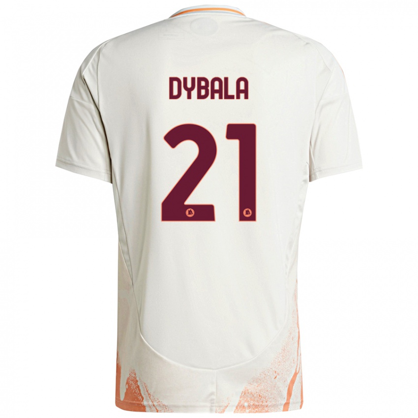 Kinder Paulo Dybala #21 Cremeweiß Orange Auswärtstrikot Trikot 2024/25 T-Shirt Schweiz