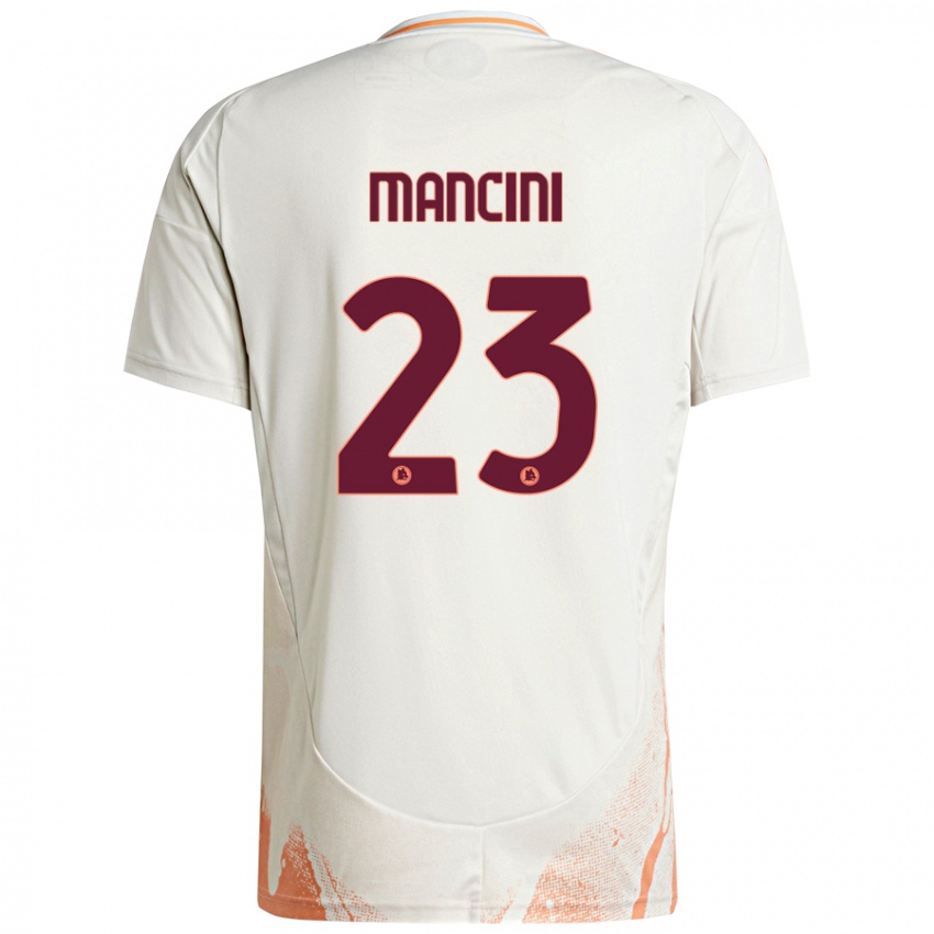 Kinder Gianluca Mancini #23 Cremeweiß Orange Auswärtstrikot Trikot 2024/25 T-Shirt Schweiz