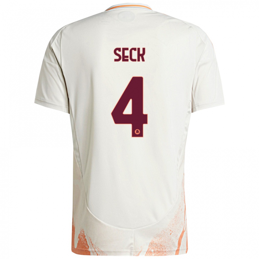 Kinder Mohamed Seck #4 Cremeweiß Orange Auswärtstrikot Trikot 2024/25 T-Shirt Schweiz