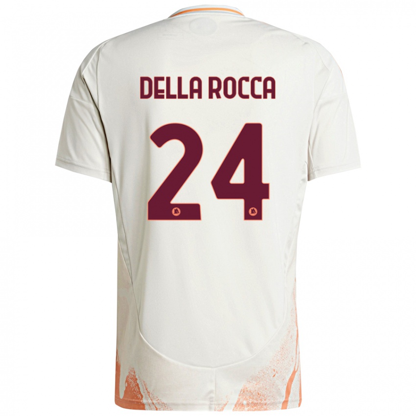 Kinder Mattia Della Rocca #24 Cremeweiß Orange Auswärtstrikot Trikot 2024/25 T-Shirt Schweiz