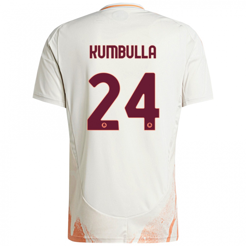 Kinder Marash Kumbulla #24 Cremeweiß Orange Auswärtstrikot Trikot 2024/25 T-Shirt Schweiz