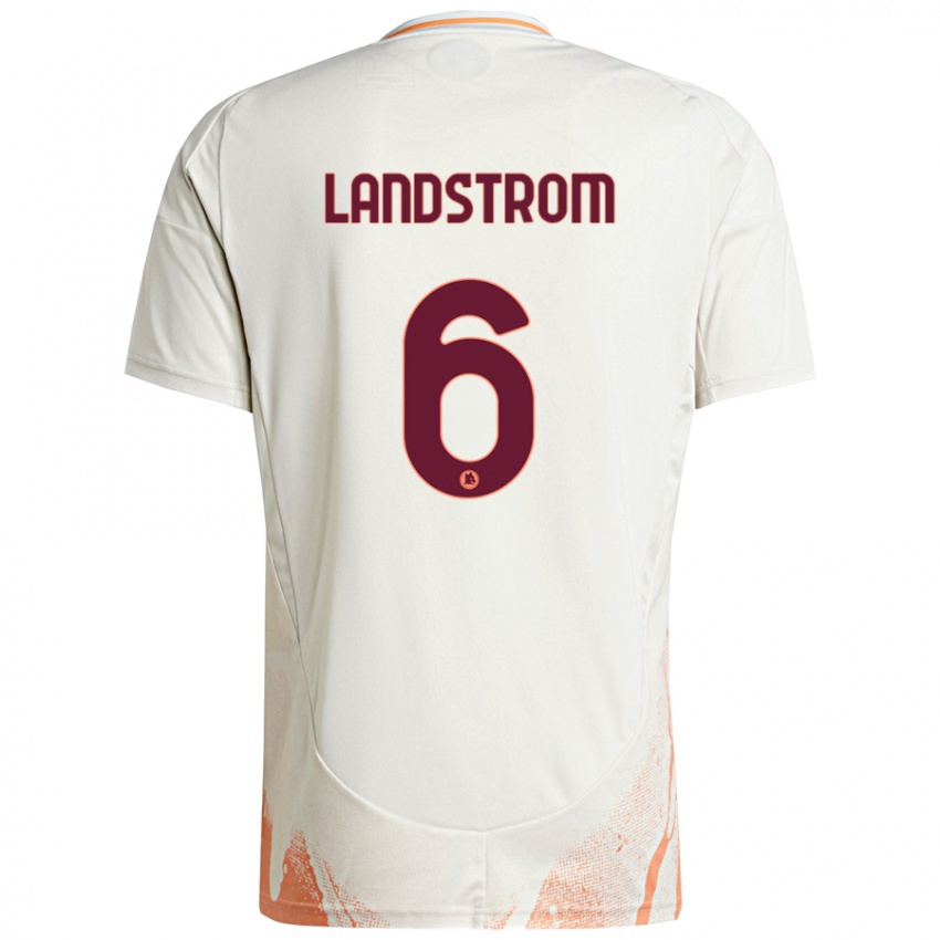 Kinder Elin Landstrom #6 Cremeweiß Orange Auswärtstrikot Trikot 2024/25 T-Shirt Schweiz