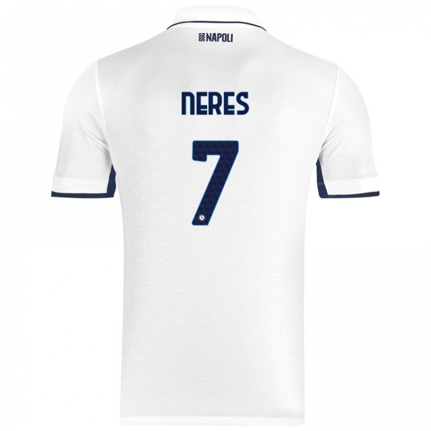 Enfant Maillot David Neres #7 Blanc Bleu Royal Tenues Extérieur 2024/25 T-Shirt Suisse