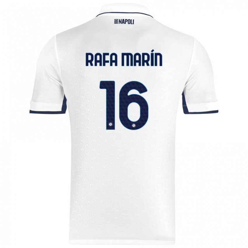 Enfant Maillot Rafa Marín #16 Blanc Bleu Royal Tenues Extérieur 2024/25 T-Shirt Suisse