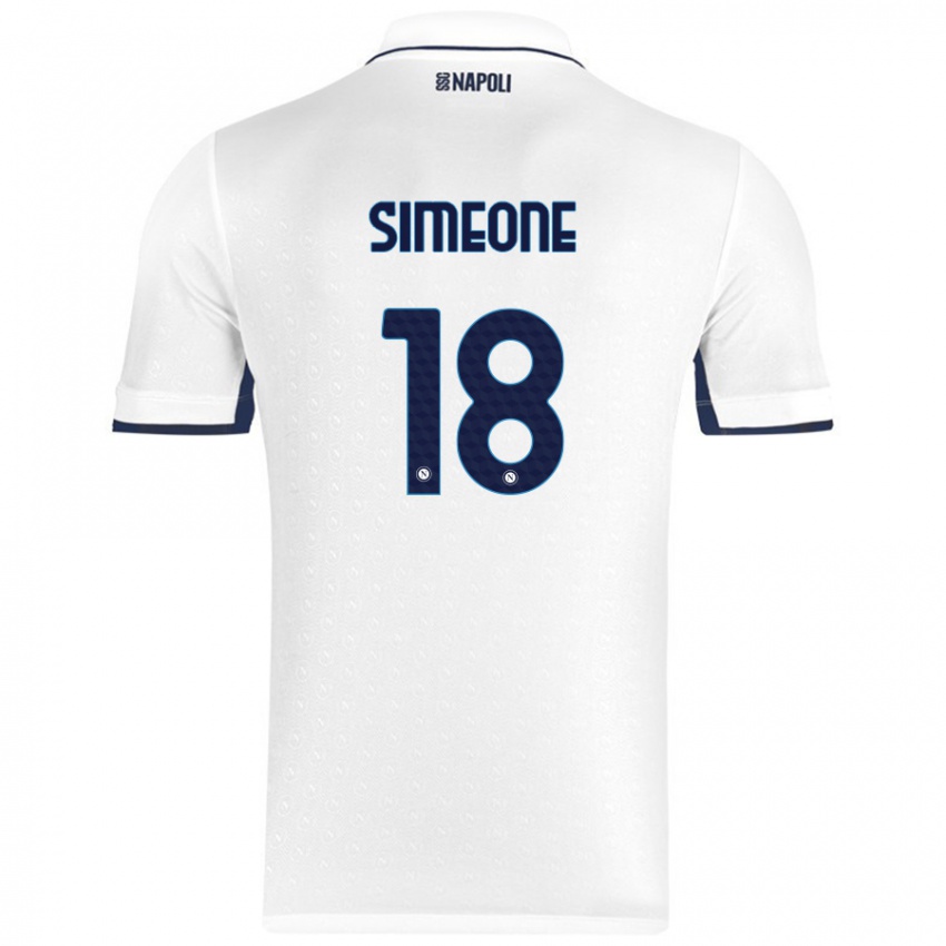 Enfant Maillot Giovanni Simeone #18 Blanc Bleu Royal Tenues Extérieur 2024/25 T-Shirt Suisse