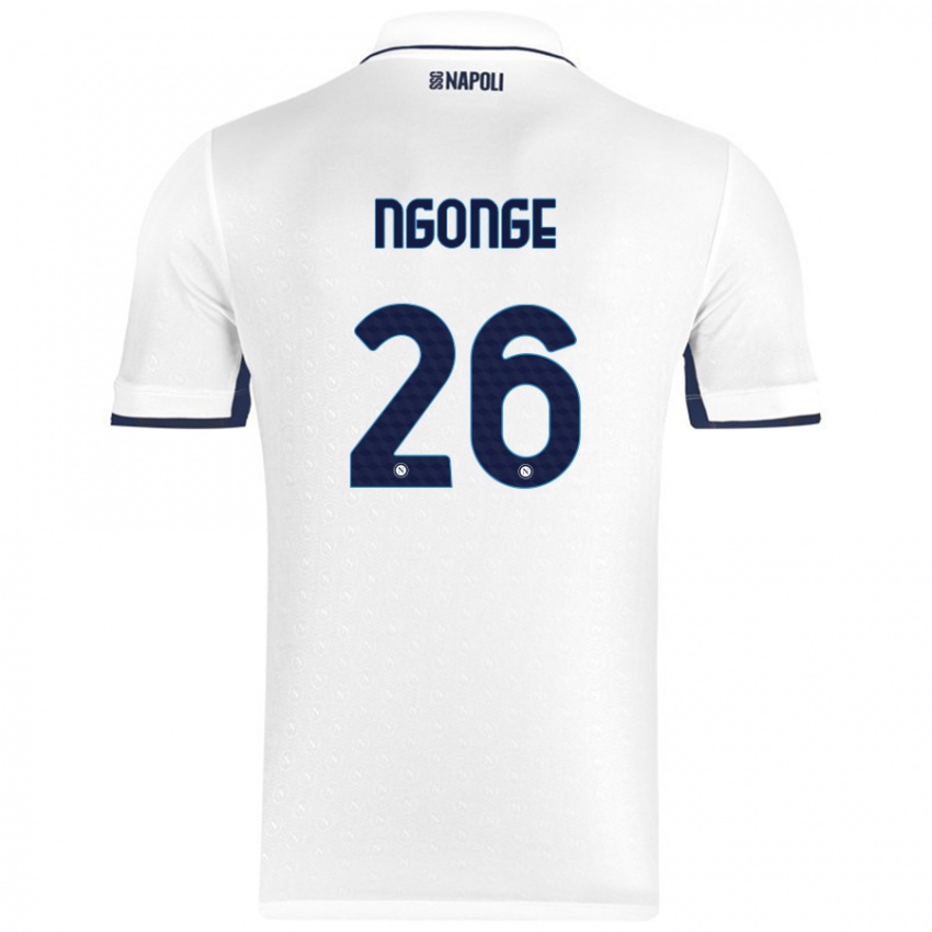 Enfant Maillot Cyril Ngonge #26 Blanc Bleu Royal Tenues Extérieur 2024/25 T-Shirt Suisse