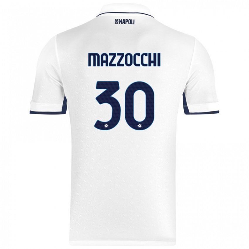 Enfant Maillot Pasquale Mazzocchi #30 Blanc Bleu Royal Tenues Extérieur 2024/25 T-Shirt Suisse