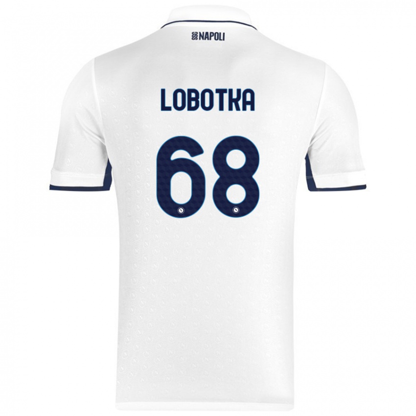 Enfant Maillot Stanislav Lobotka #68 Blanc Bleu Royal Tenues Extérieur 2024/25 T-Shirt Suisse