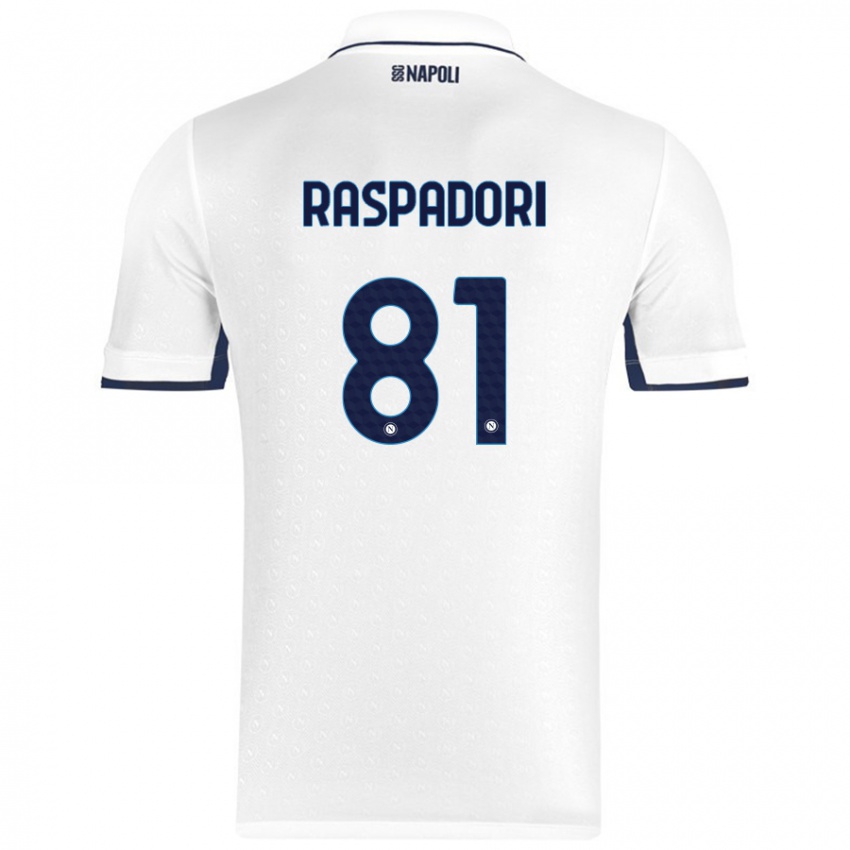 Enfant Maillot Giacomo Raspadori #81 Blanc Bleu Royal Tenues Extérieur 2024/25 T-Shirt Suisse