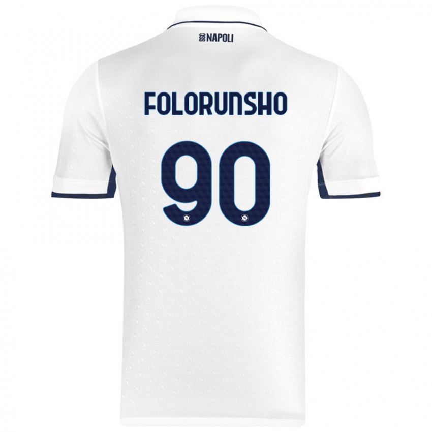 Enfant Maillot Michael Folorunsho #90 Blanc Bleu Royal Tenues Extérieur 2024/25 T-Shirt Suisse