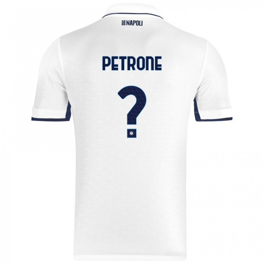 Enfant Maillot Andrea Petrone #0 Blanc Bleu Royal Tenues Extérieur 2024/25 T-Shirt Suisse