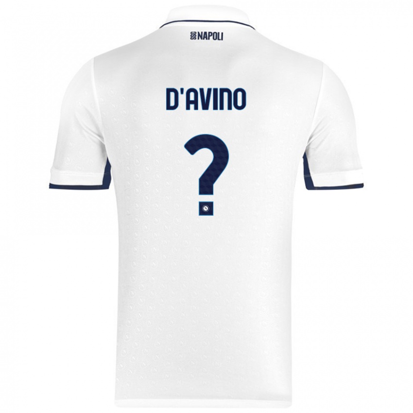 Enfant Maillot Luigi D'avino #0 Blanc Bleu Royal Tenues Extérieur 2024/25 T-Shirt Suisse