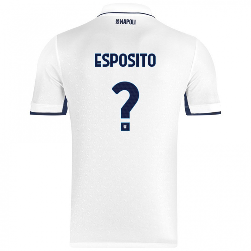 Enfant Maillot Mattia Esposito #0 Blanc Bleu Royal Tenues Extérieur 2024/25 T-Shirt Suisse