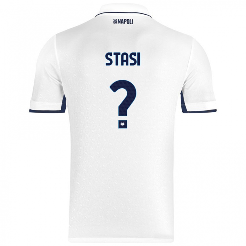 Enfant Maillot Pasquale Stasi #0 Blanc Bleu Royal Tenues Extérieur 2024/25 T-Shirt Suisse