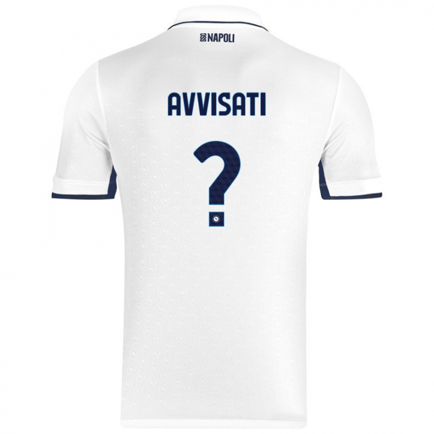 Enfant Maillot Domenico Avvisati #0 Blanc Bleu Royal Tenues Extérieur 2024/25 T-Shirt Suisse