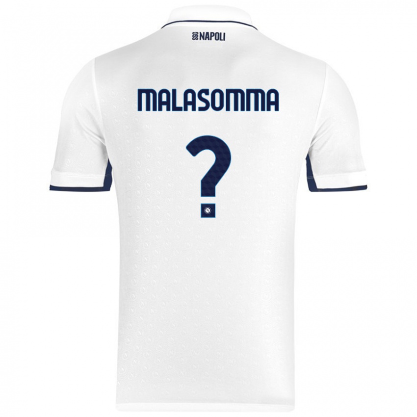 Enfant Maillot Matteo Malasomma #0 Blanc Bleu Royal Tenues Extérieur 2024/25 T-Shirt Suisse