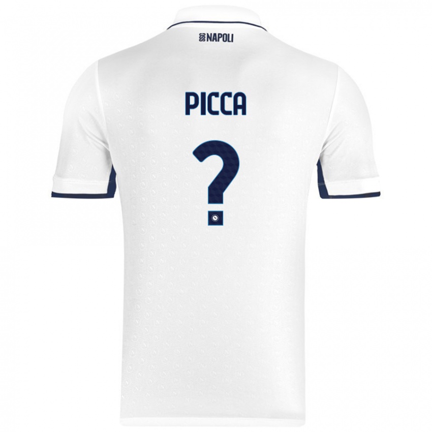 Enfant Maillot Luigi Picca #0 Blanc Bleu Royal Tenues Extérieur 2024/25 T-Shirt Suisse