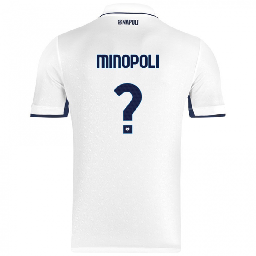 Enfant Maillot Francesco Minopoli #0 Blanc Bleu Royal Tenues Extérieur 2024/25 T-Shirt Suisse