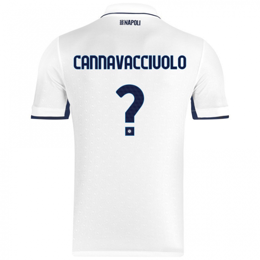 Enfant Maillot Luigi Pio Cannavacciuolo #0 Blanc Bleu Royal Tenues Extérieur 2024/25 T-Shirt Suisse