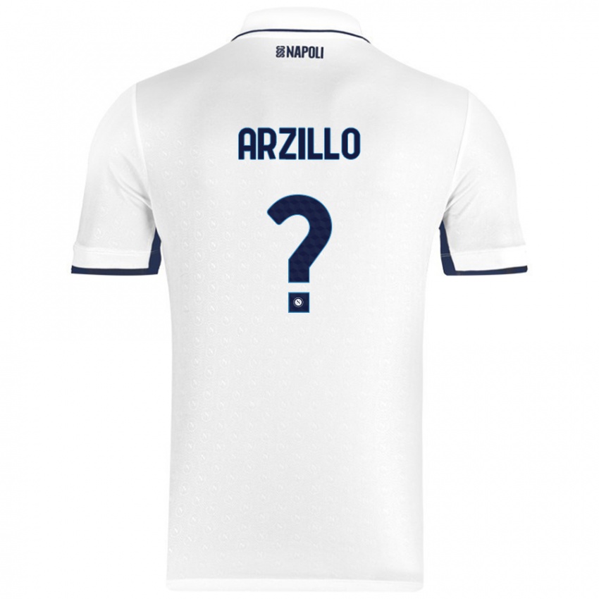 Enfant Maillot Antonino Arzillo #0 Blanc Bleu Royal Tenues Extérieur 2024/25 T-Shirt Suisse