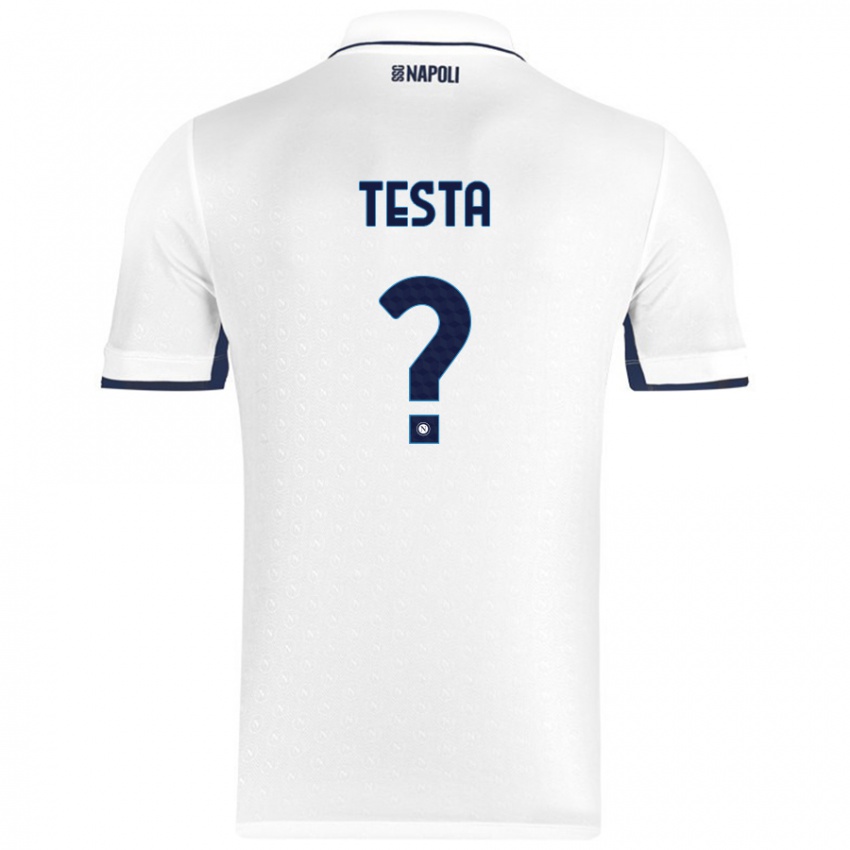 Enfant Maillot Vincenzo Testa #0 Blanc Bleu Royal Tenues Extérieur 2024/25 T-Shirt Suisse