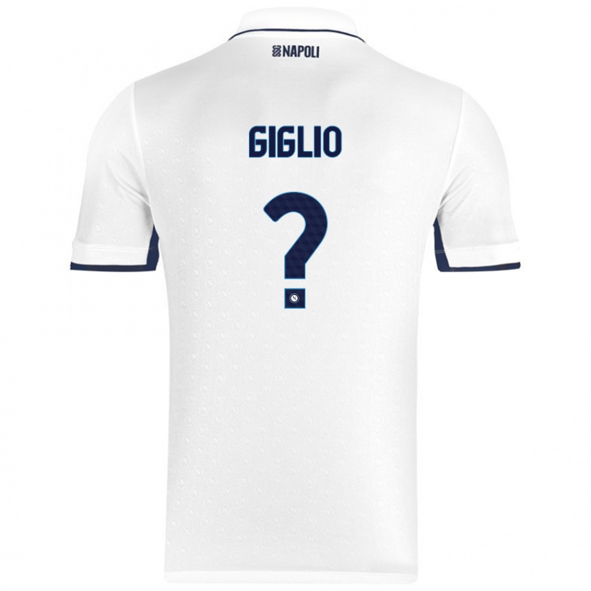 Enfant Maillot Angelo Giglio #0 Blanc Bleu Royal Tenues Extérieur 2024/25 T-Shirt Suisse