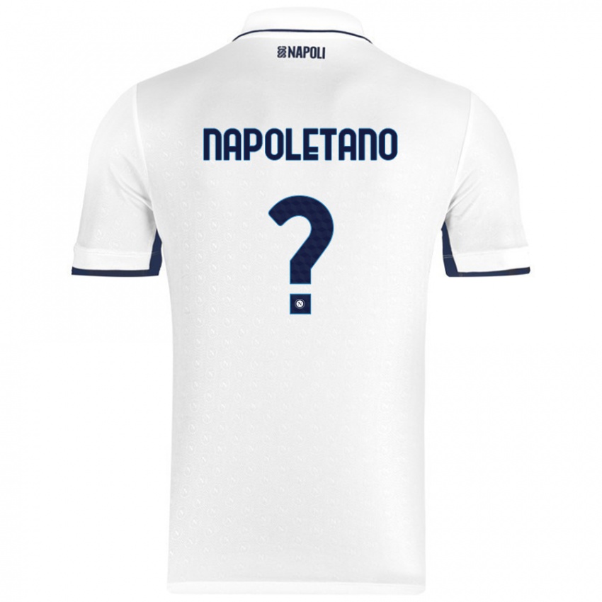 Enfant Maillot Jordan Napoletano #0 Blanc Bleu Royal Tenues Extérieur 2024/25 T-Shirt Suisse