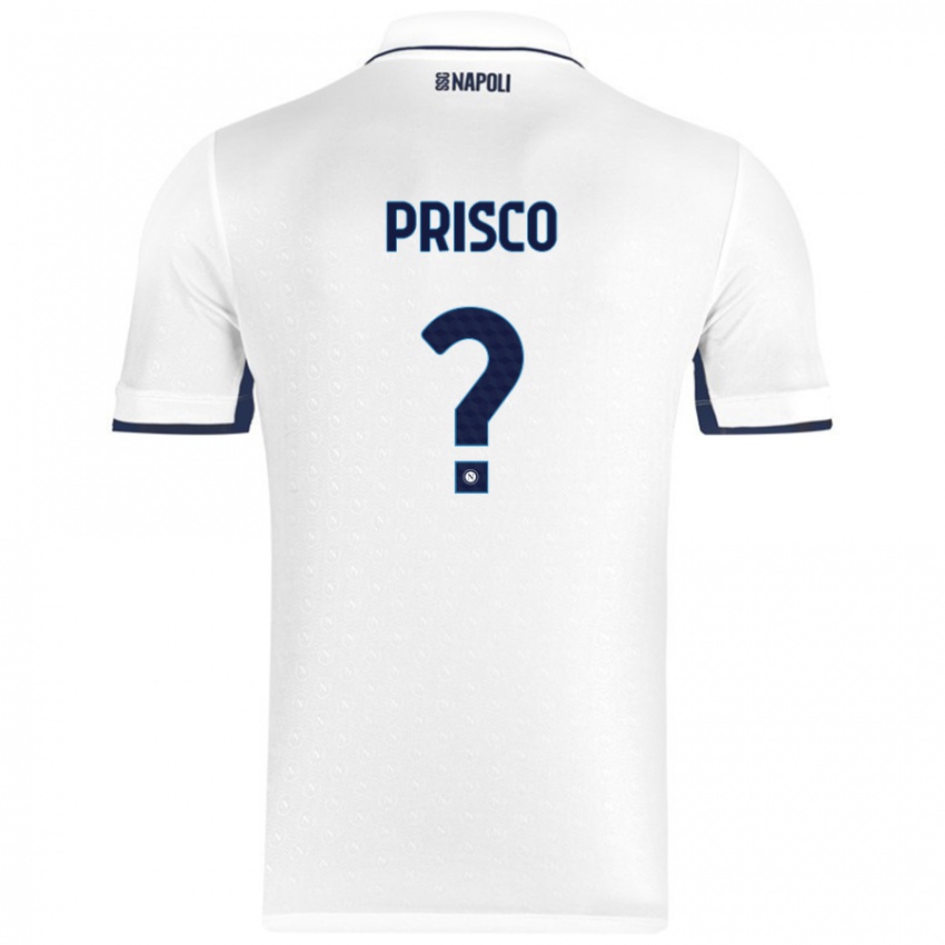 Enfant Maillot Vincenzo Prisco #0 Blanc Bleu Royal Tenues Extérieur 2024/25 T-Shirt Suisse