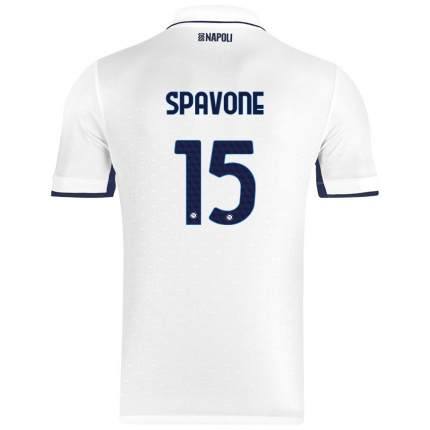 Enfant Maillot Alessandro Spavone #15 Blanc Bleu Royal Tenues Extérieur 2024/25 T-Shirt Suisse